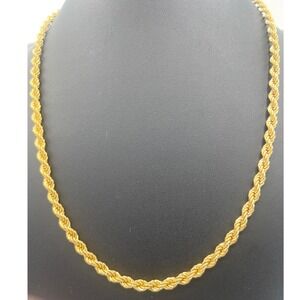Vintage Monet Twisted Rope Chain Chunky Necklace 24" 5mm‎  \Gold Tone Unisex